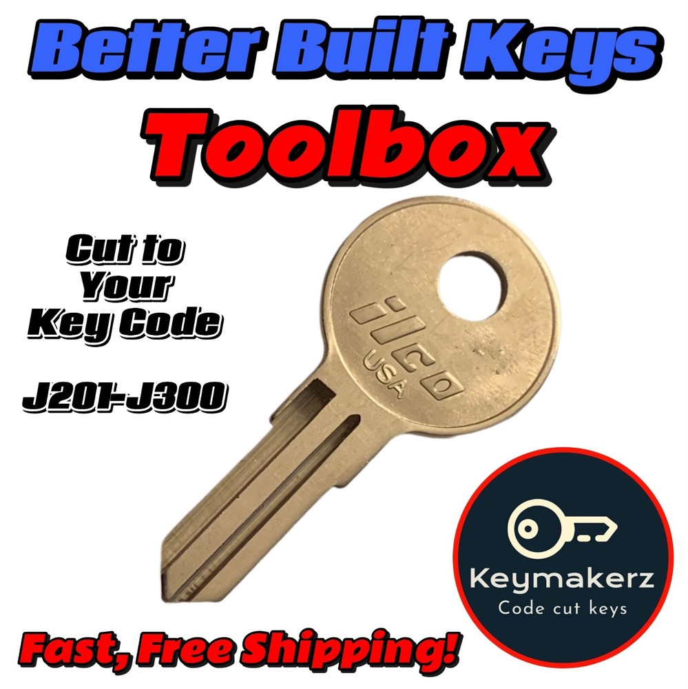 Better Built Toolbox Keys Replacement Spare Key Cut to Your Code J201-J300