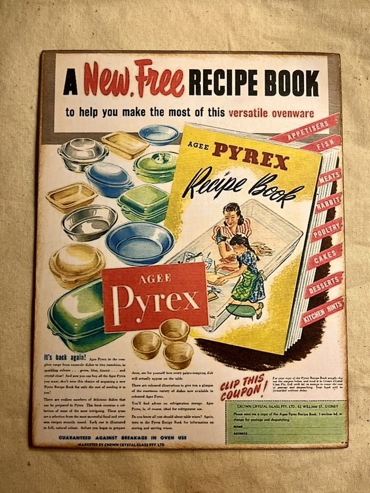 Pyrex Retro Advertisement, Kitschy Handcrafted Plaque / Sign #9
