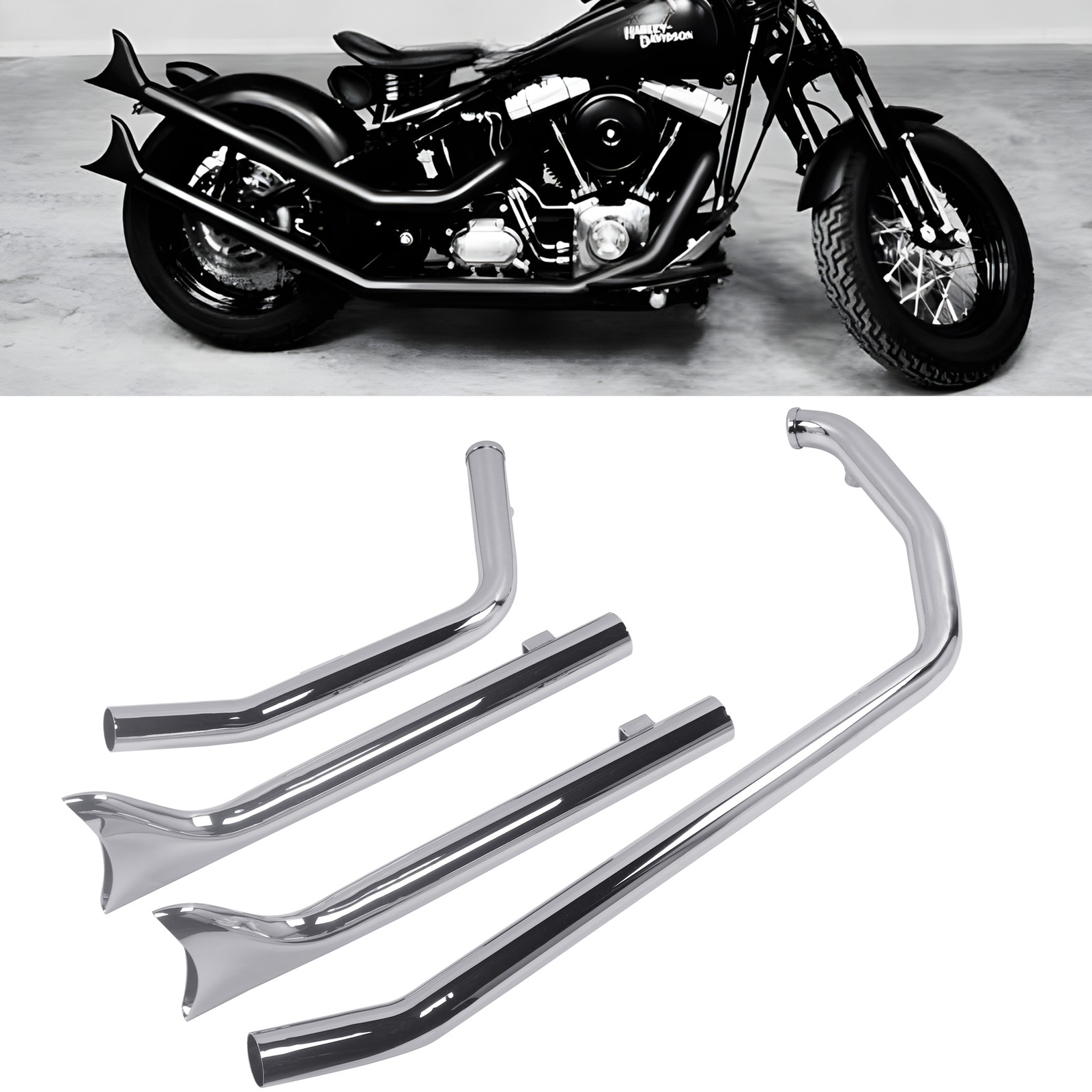 Fishtail Upsweeps for 86-17 Narrow Tire Harley Softail Exhaust Pipes Upgrading