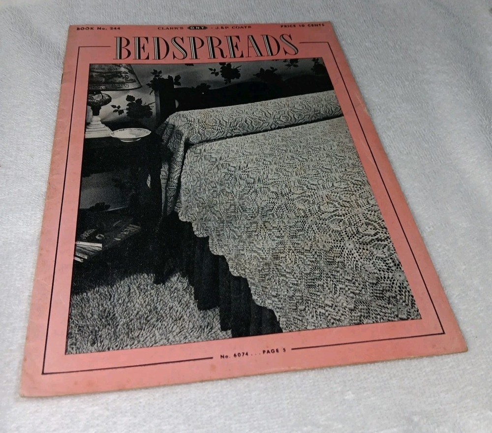 Vintage Bedspread Crochet Pattern Book # 244 Thread Crochet Circa 1948