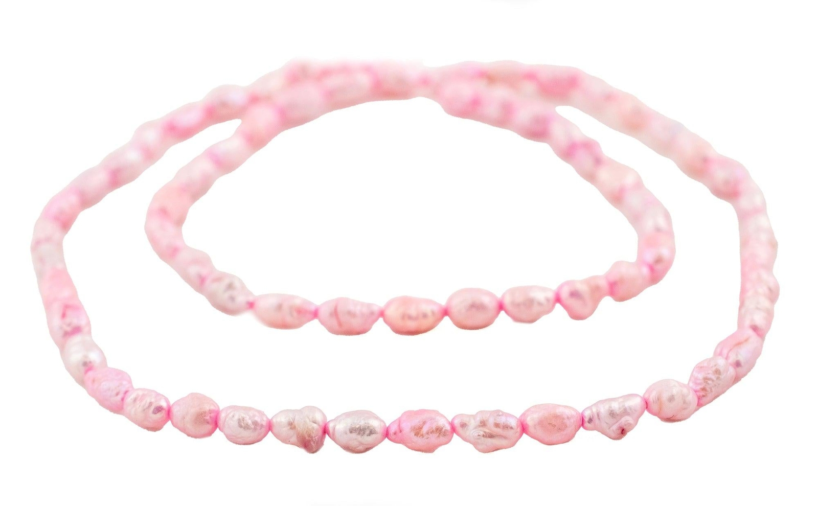 Bright Pink Vintage Japanese Rice Pearl Beads 4mm Oval 16 Inch Strand
