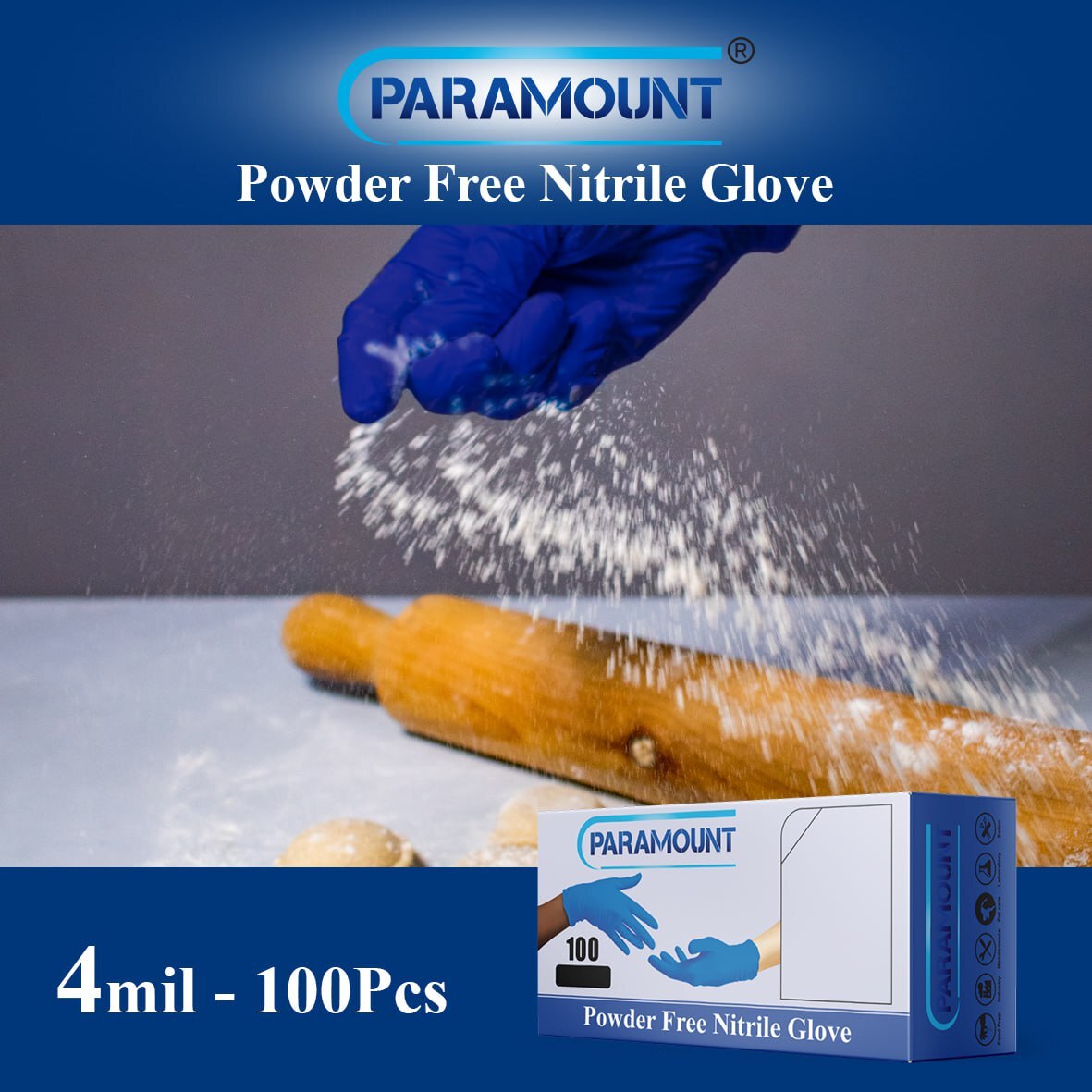 PARAMOUNT® Exam Nitrile Gloves Indigo Blue Powder Free 4mil 1000 PCS