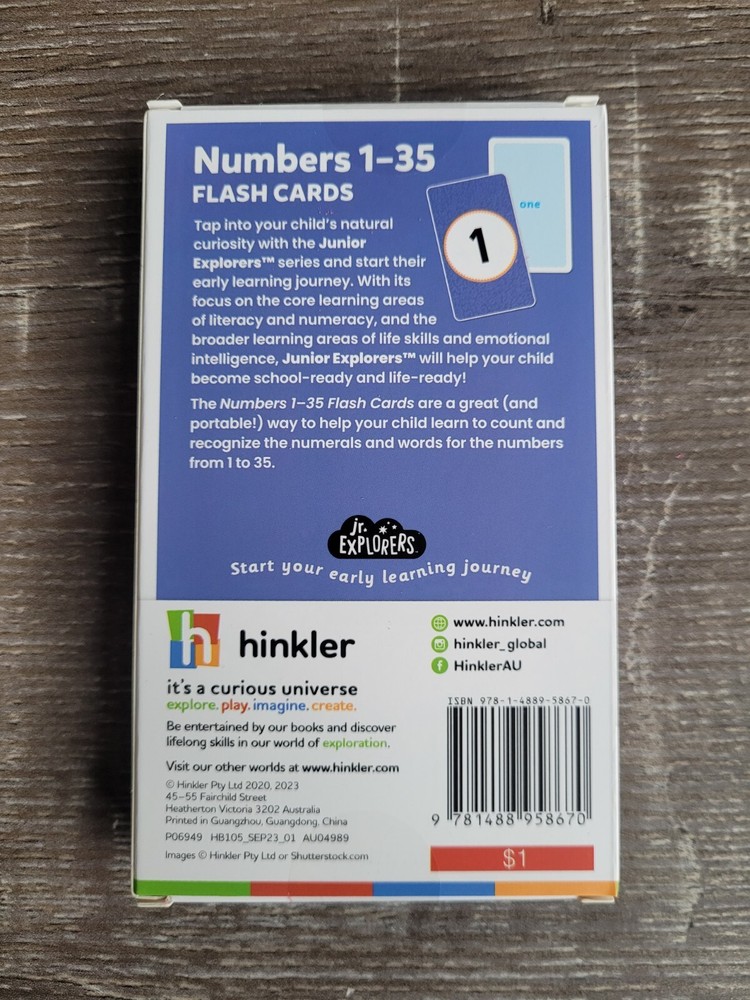 Jr. Explorer's Hinkler Flash Cards: Numbers & Pets Memory Match