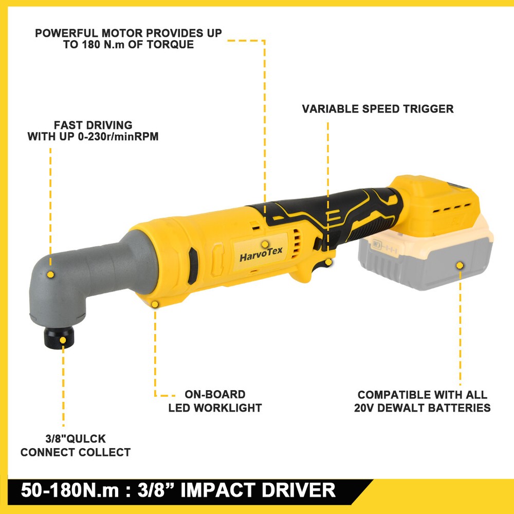For DEWALT DCB206 20V 3/8 inch Cordless Variable-Speed Impact Driver -Bare Tool