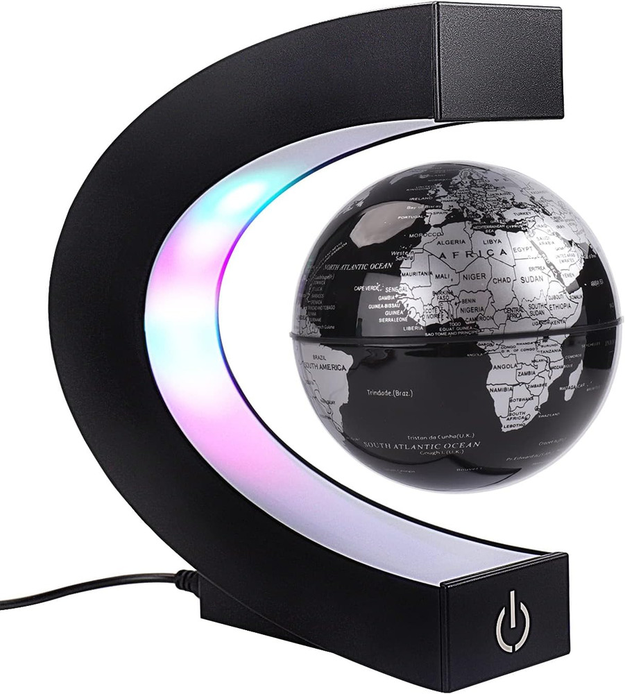 Floating Globe with Colored LED Lights C Shape anti Gravity Magnetic Levitation