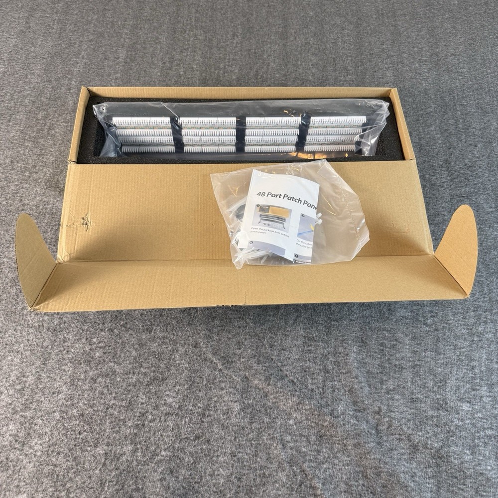 FGB 48 Port Patch Panel Cat 6A 1U Rackmount Ethernet Network New Open Box
