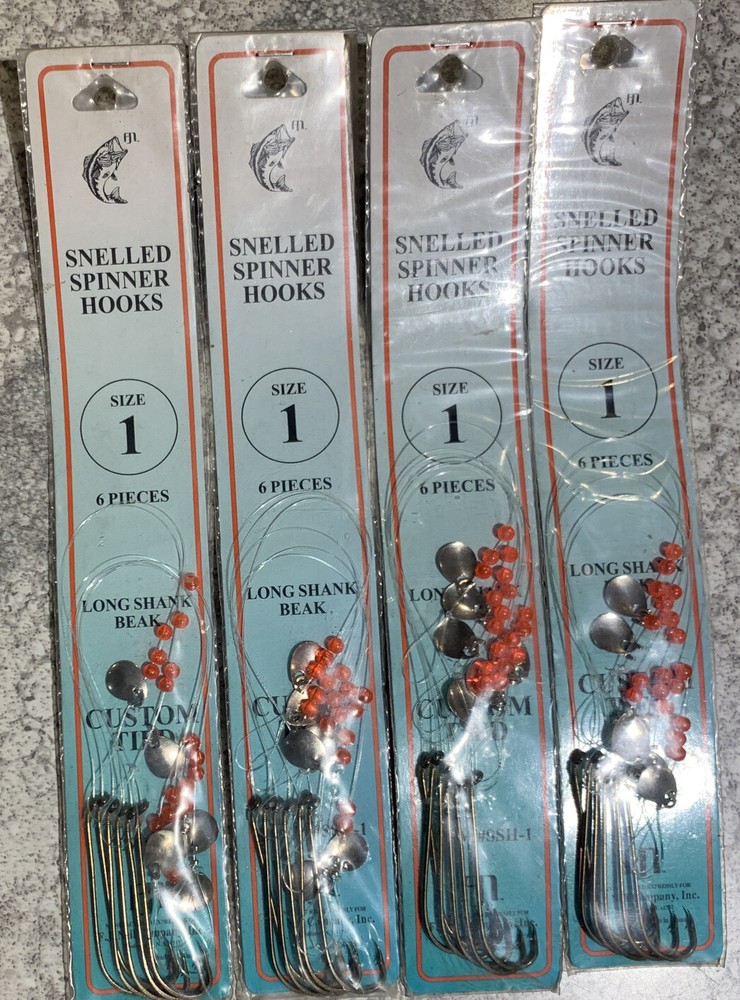 4 Packs Snelled Spinner Rigs Size 1