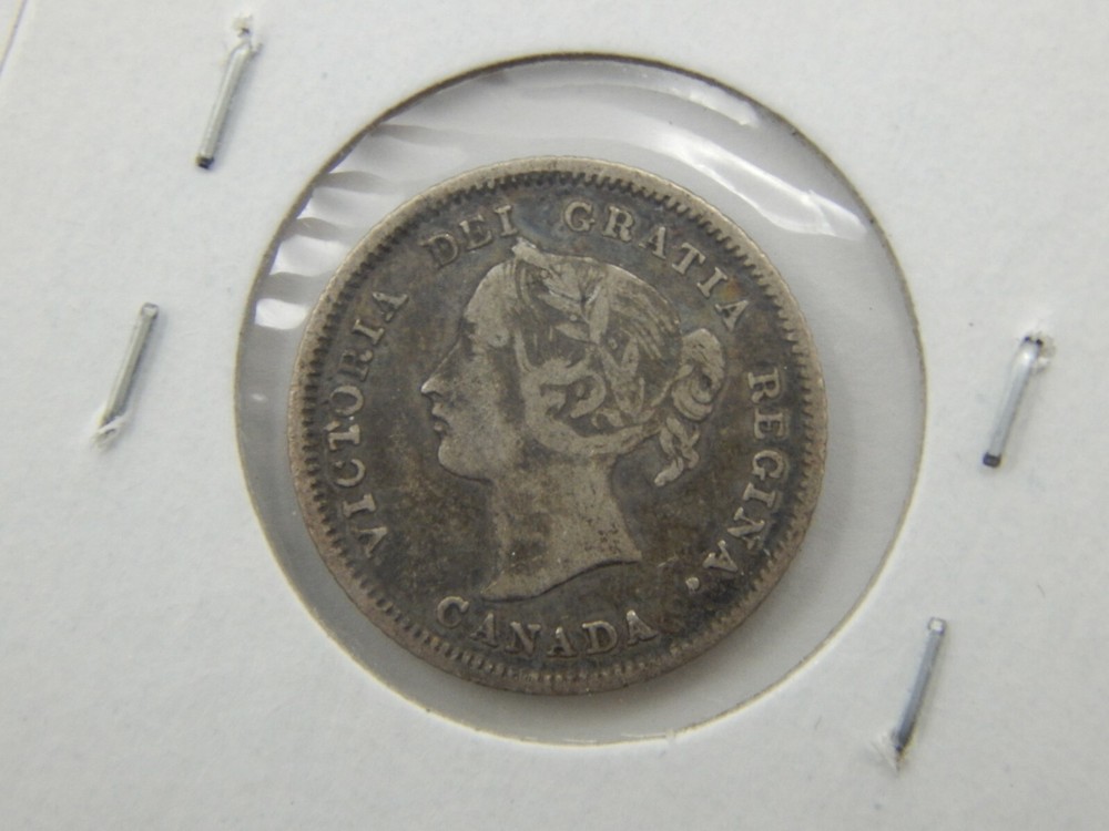1882 H Canada Silver 5 Cent Coin F