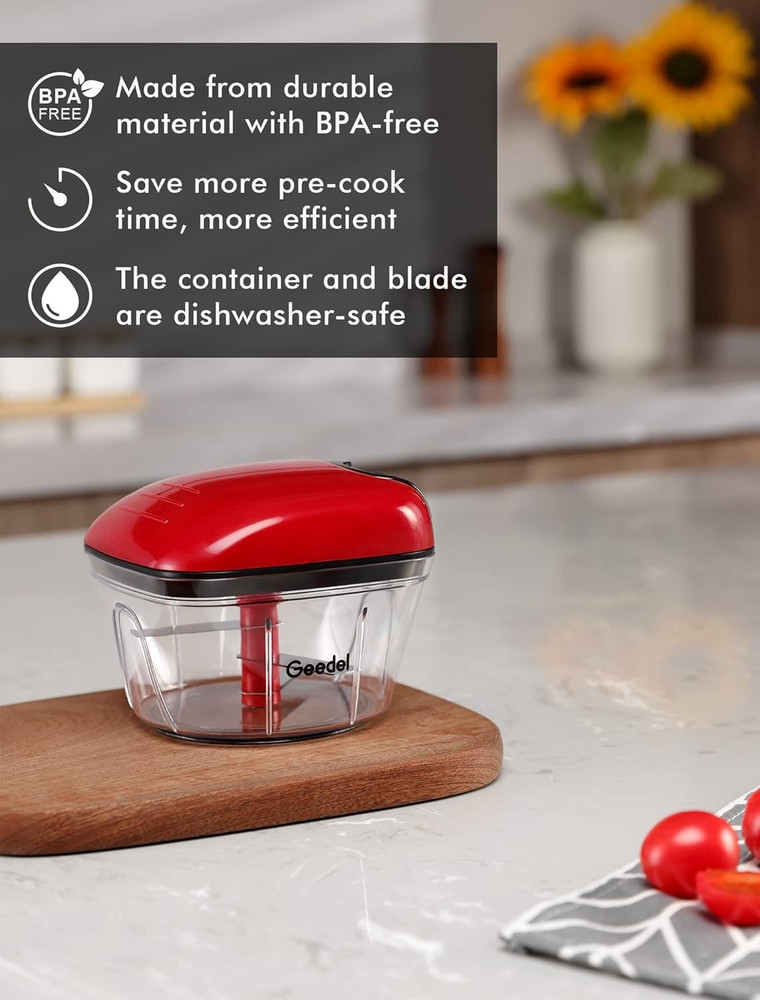 Manual Food Processor Pull String Vegetable Chopper Slicer Onion Garlic Meat