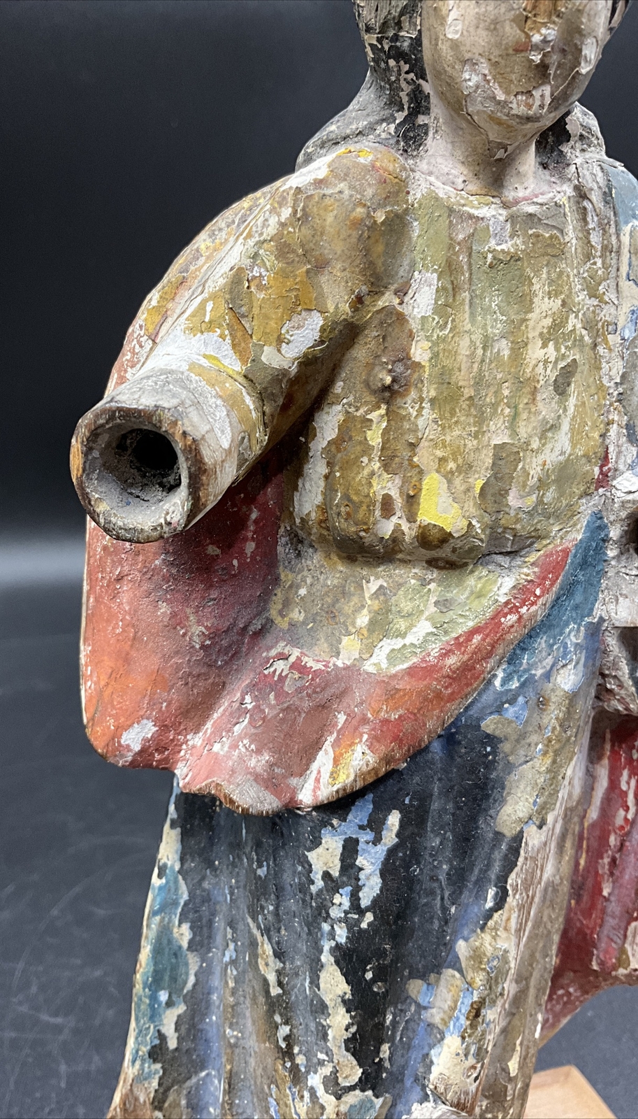 ANTIQUE CARVED WOOD FIGURE SANTA ROSA SAINT ROSA LIKELY SPANISH POSSIBLY 18TH C.