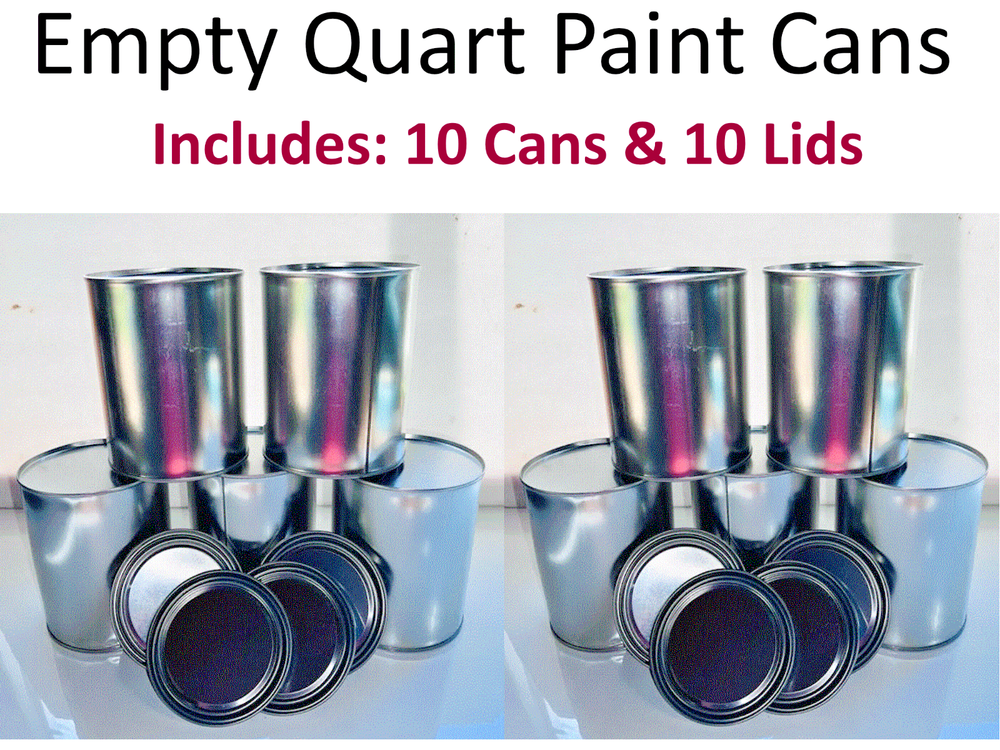 Empty Unlined Metal QUART Paint Cans With Lids - 10 Pack - (10 Cans & 10 Lids)