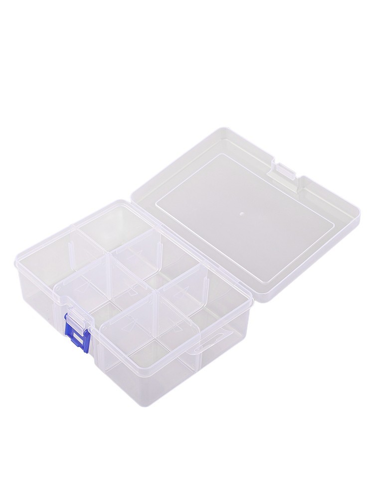 Secure Lockable Plastic Organizer Case with 6 Grids for Small Accessories