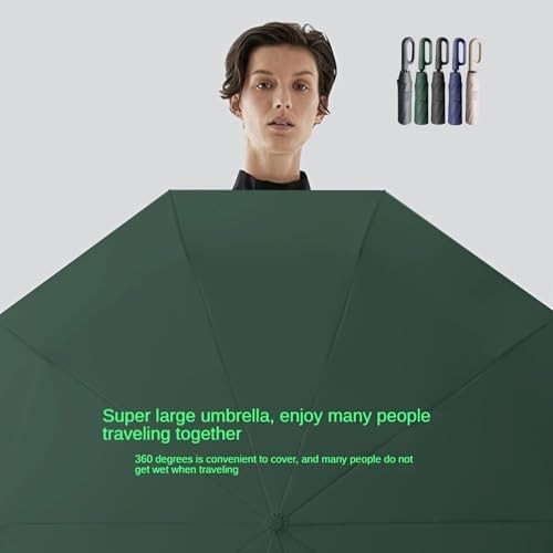Travel Folding Golf Umbrella 10 Ribs Automatic Dark green