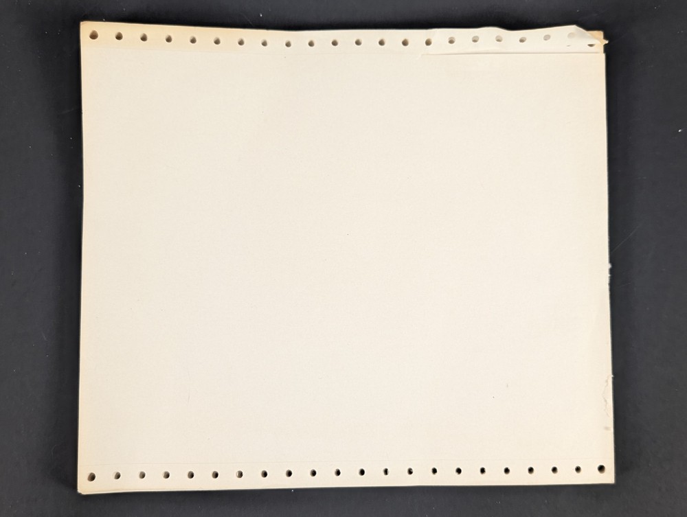 Continuous Dot Matrix Vintage Printer Paper Tractor Feed 65 Sheets 8.5 x 11