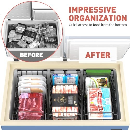 Freezer Organizer Bins with Foldable Handle Pack Stackable Freezer 8 Black