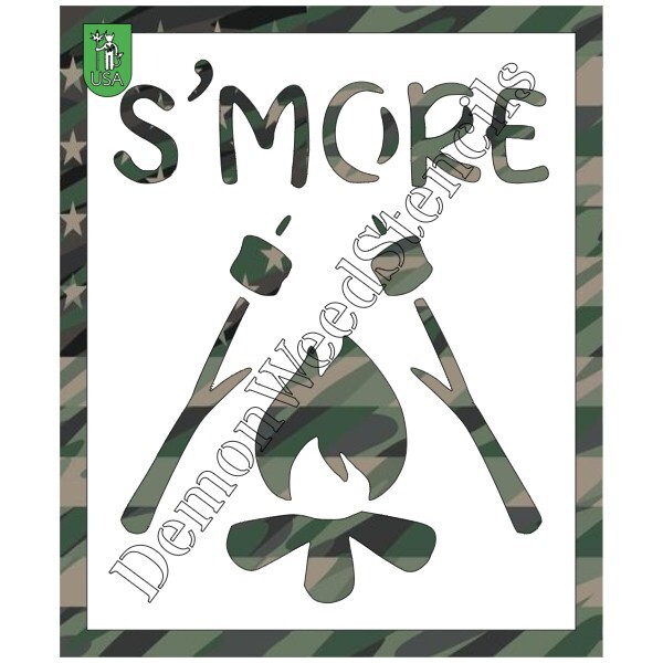 7"x8.5" Clear Plastic Stencil - Campfire S'more (MCA107) (.007")