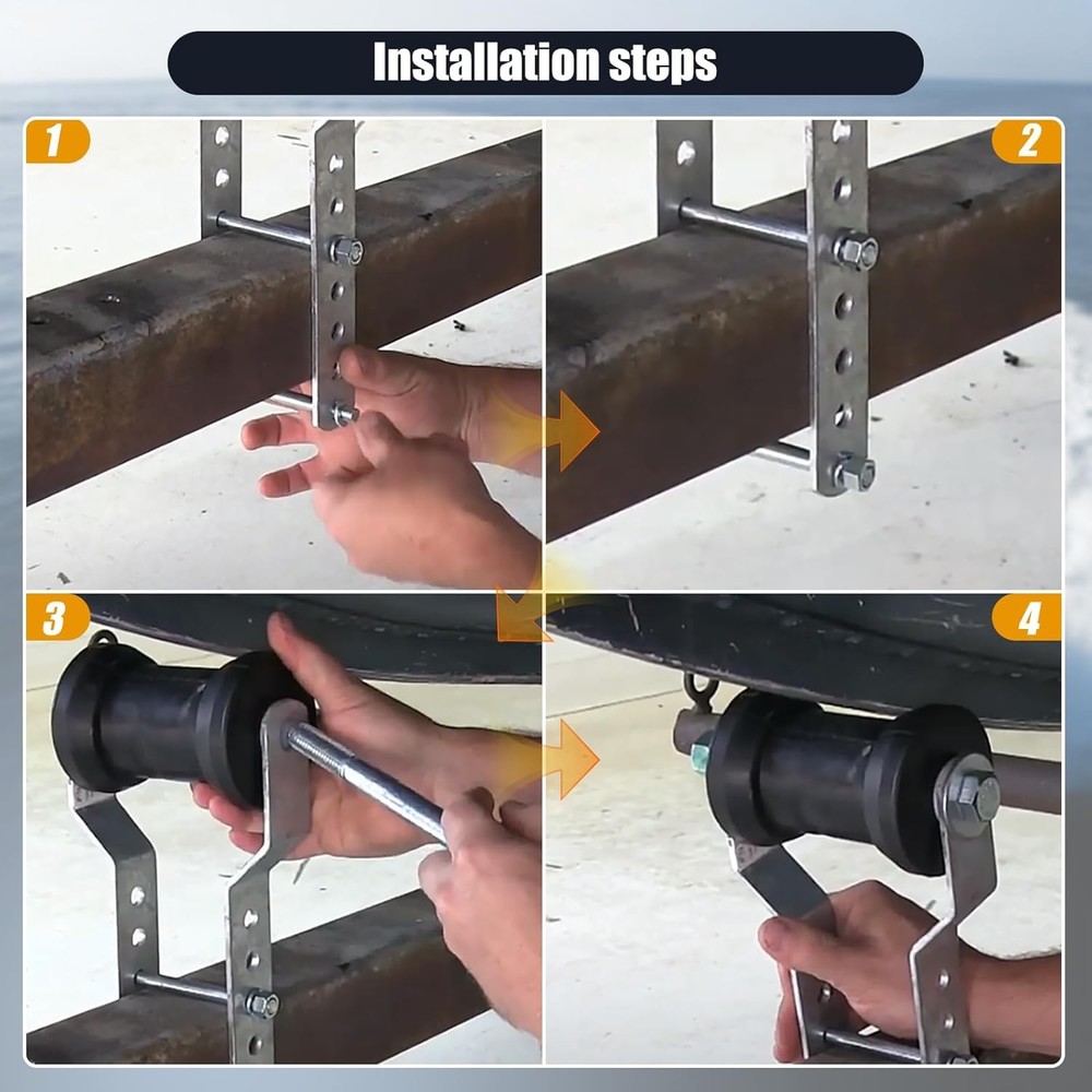 4" Adjustable Tongue Keel Roller Bracket Assembly for 2" Boat Trailer Replace