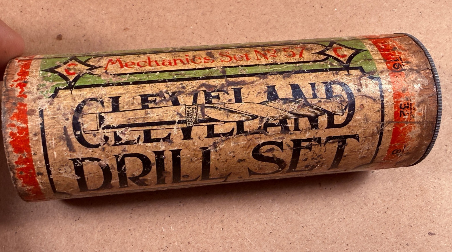 CLEVELAND Ohio TWIST DRILL CO. WOOD STORAGE INDEX Mechanics Set No. 57 TUBE ONLY