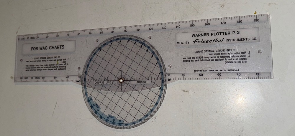 Felsenthal Warner P-3 Azimuth Plotter 1968 Sectional Charts Protractor