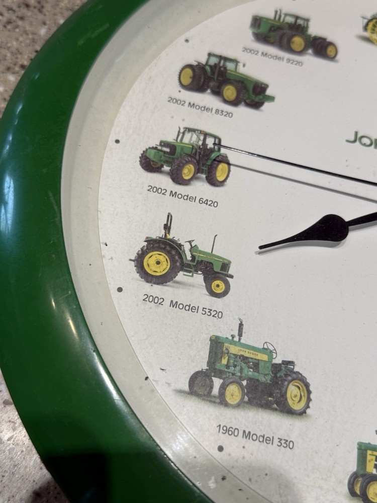 John Deere Tractor Clock Green And White