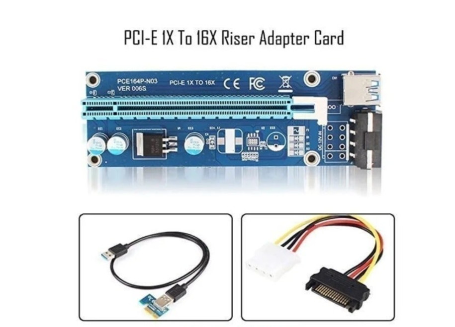 Ethereum PCI-E 1x to 16x Powered USB3.0 GPU Riser Extender Adapter Card
