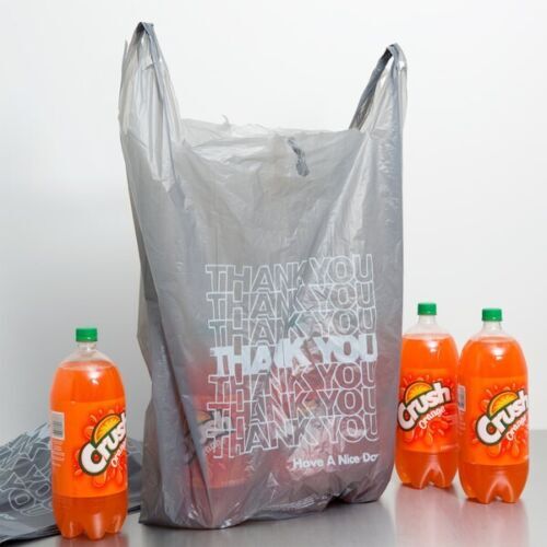 Bags Extra Large 18 x 8x 32 Gray Thank You T-Shirt Plastic Grocery Shopping Bags