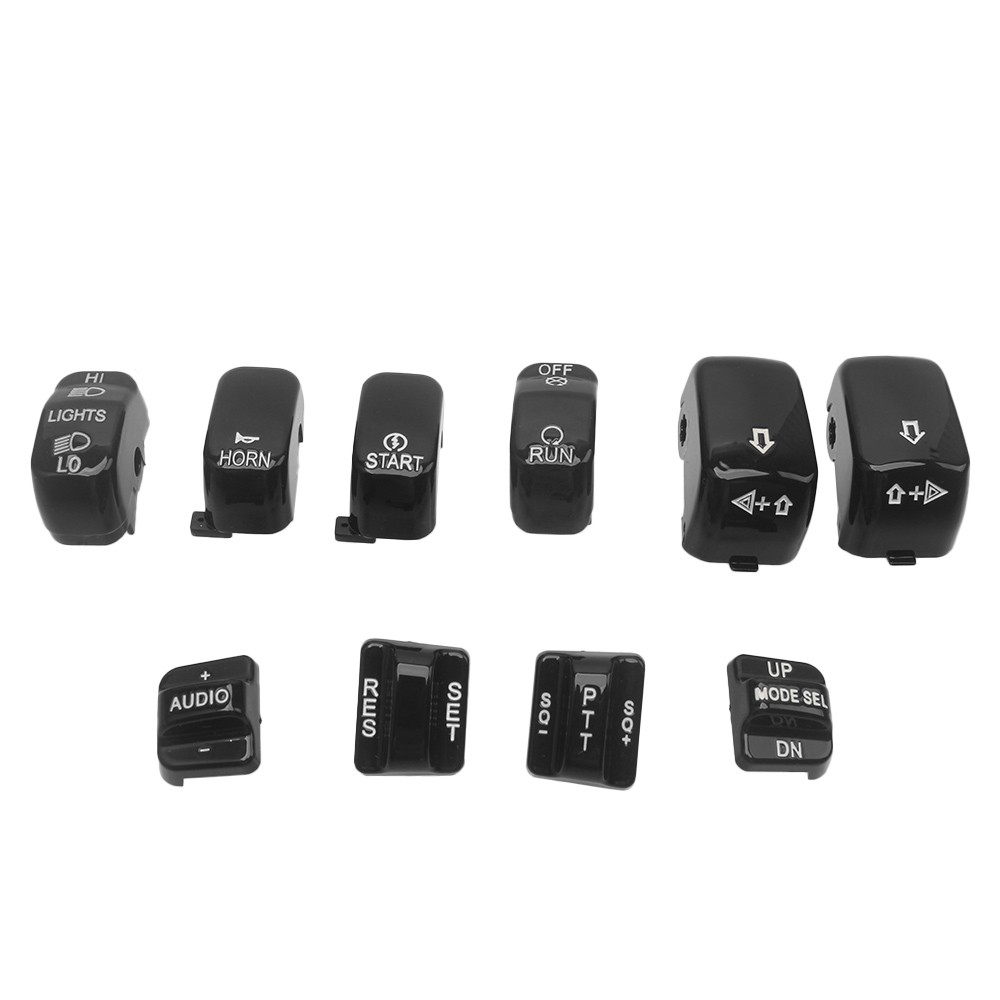 Black Mount Caps Hand Control Switch Button Covers For Harley Touring Road Glide