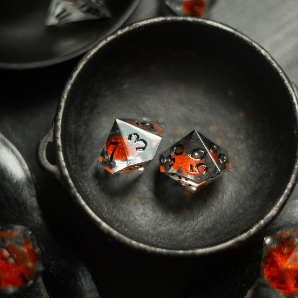 Orange Liquid Core Resin DND Dice Set