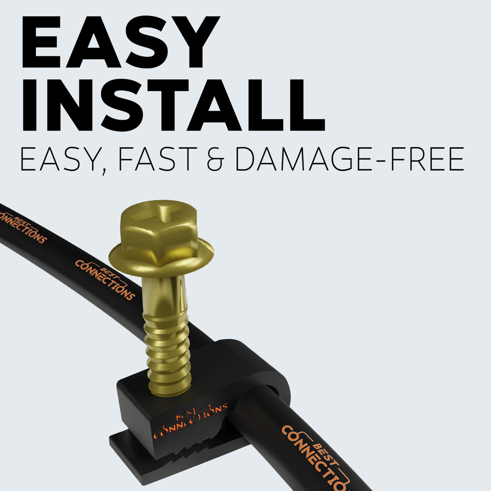 500 pcs Single Black Mounting Coaxial Flex Clips w/ Pre-Inserted Screw