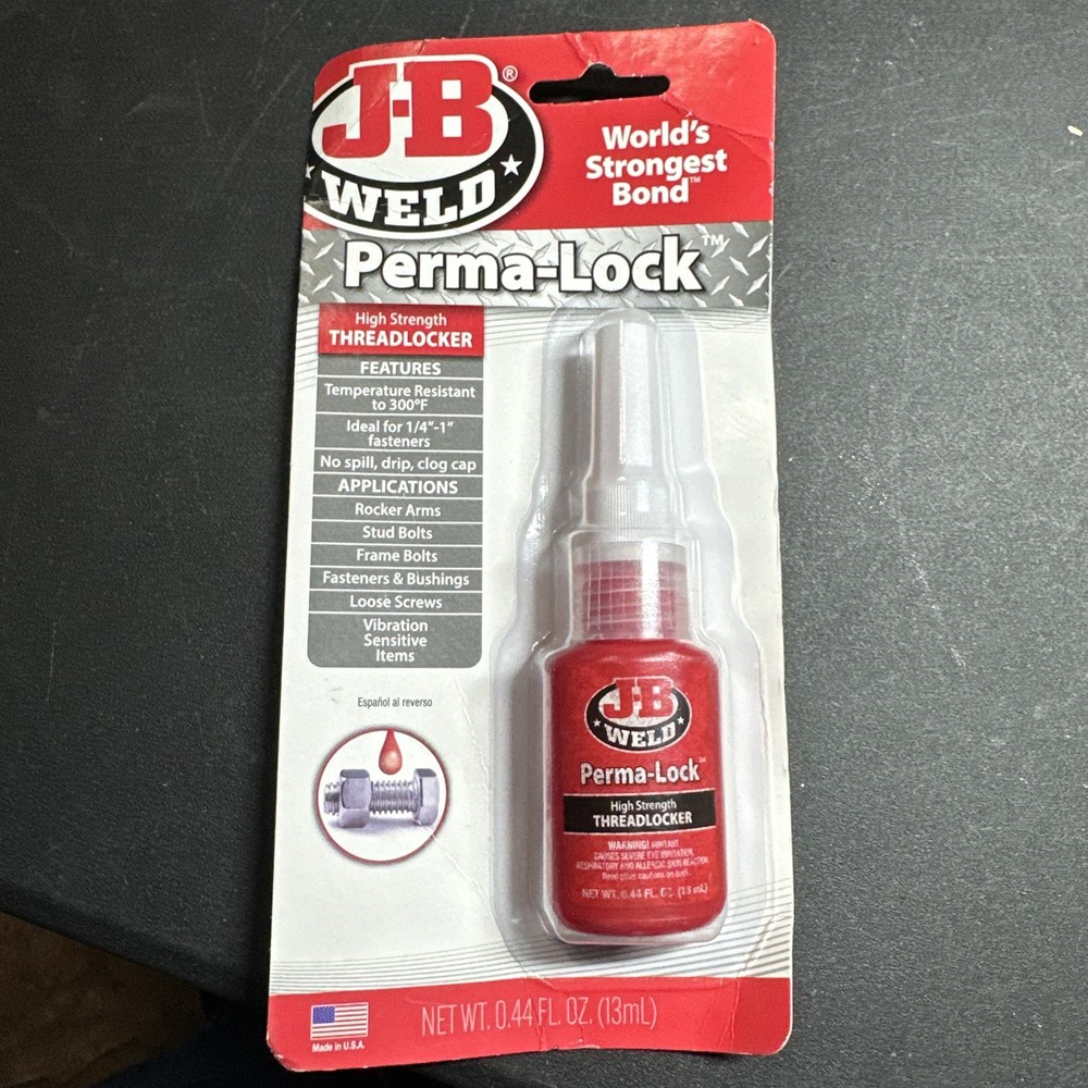 J B WELD 27113 PERMA LOCK THREAD LOCKER LOCKING COMPOUND RED HIGH STRENGTH .44OZ