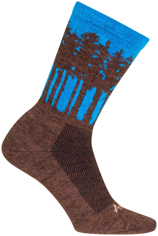 SockGuy Treeline Wool Socks - 6 inch, Brown/Blue, Small/Medium
