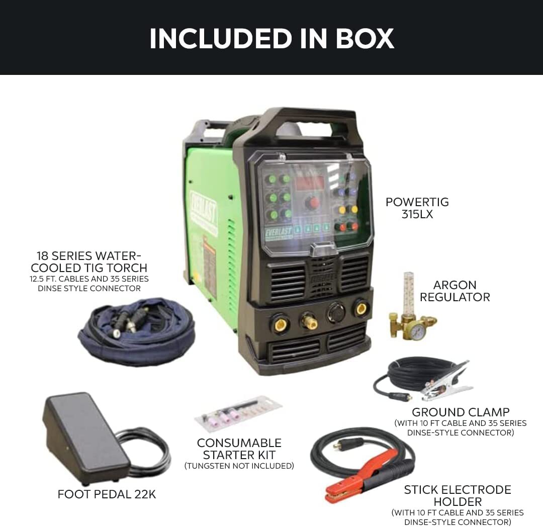 PowerTIG 315LX GTAW-P 315AMP ACDC TIG STICK ADVANCE PULSE WELDER by EVERLAST