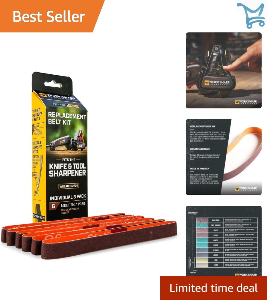 Knife Sharpener Replacement Belts P220 Medium Grit Red For WSKTS Tools