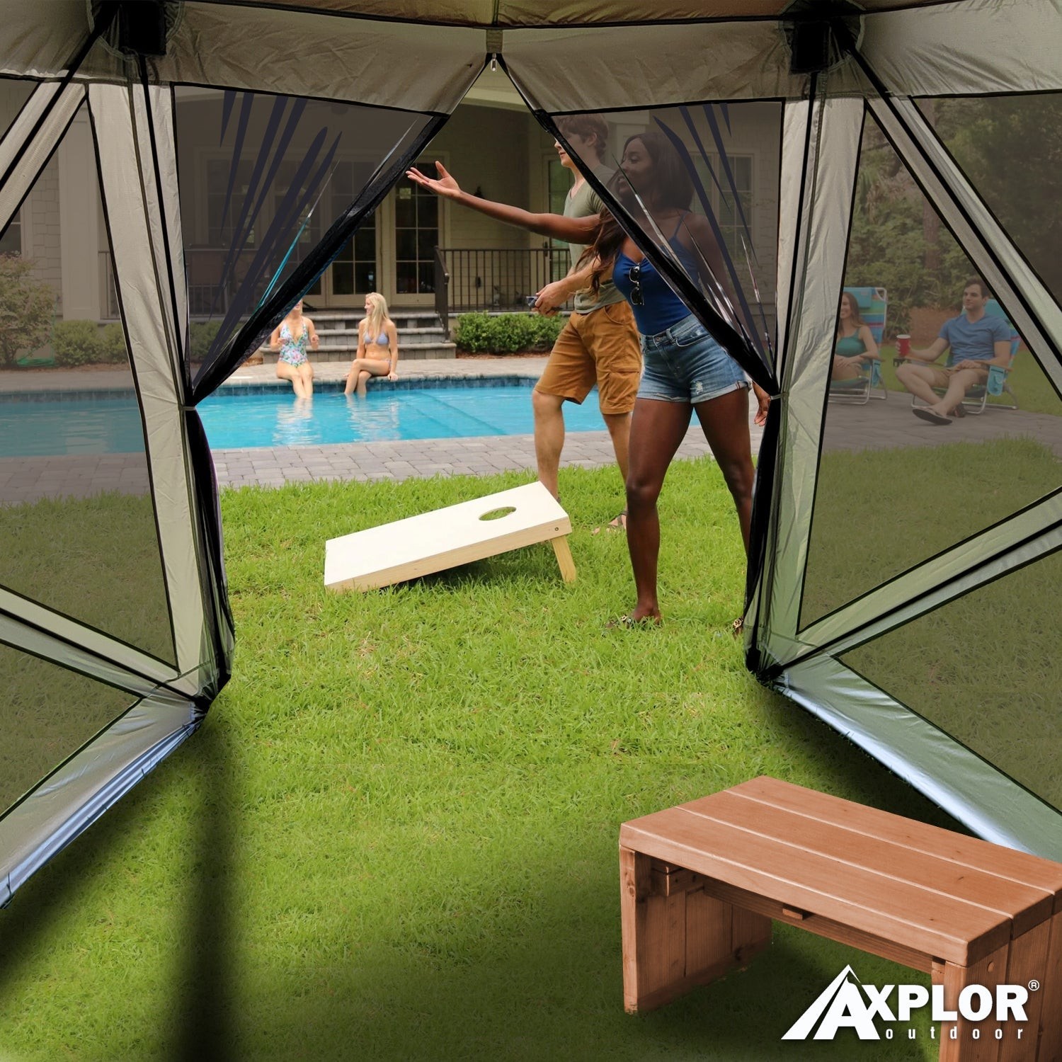 AxplorOutdoor Rapid Tent 8.5ft X8.5ft Portable Pop-Up Canopy with Carry Bag