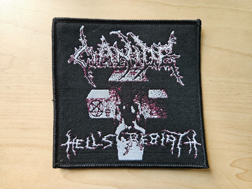 CIANIDE, HELL'S REBIRTH, SEW ON WOVEN PATCH BLACK BORDER