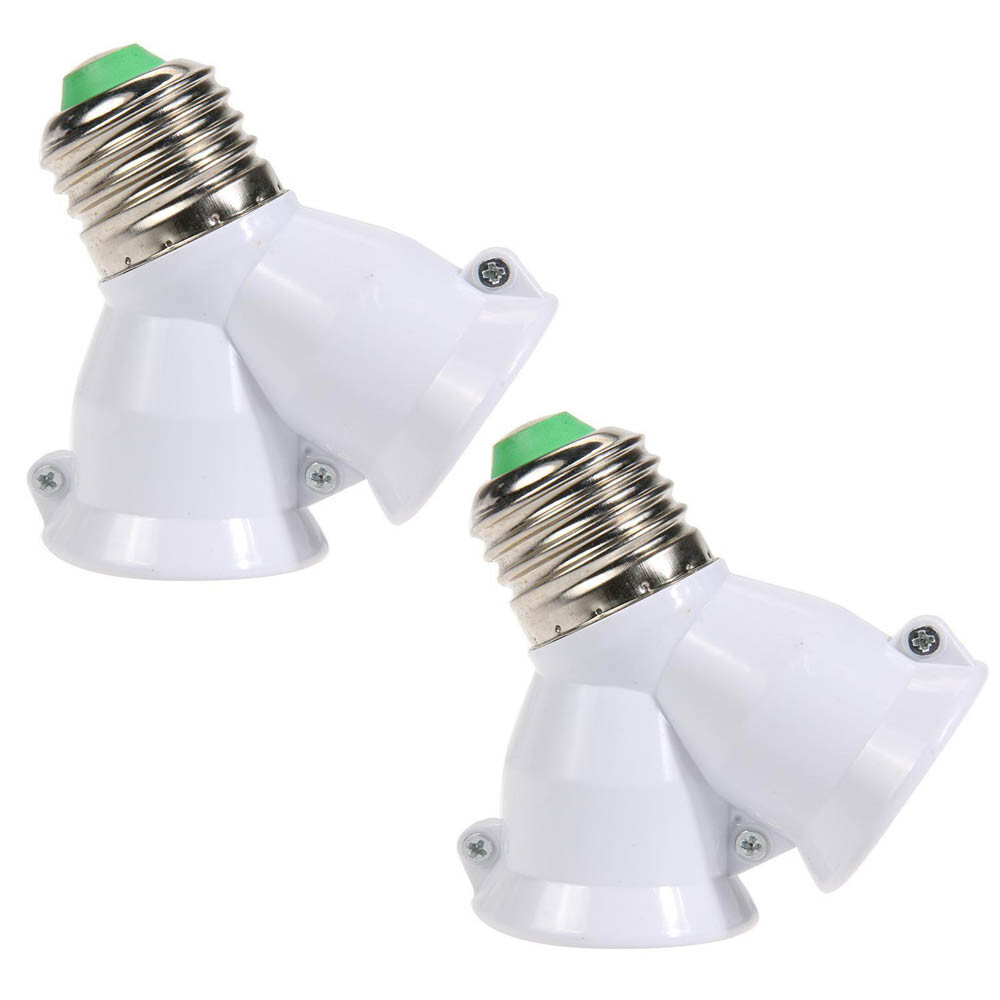 2 in 1 E27 Lamp Socket Splitter Adapter Light Double Y Bulb Base Stand Holder 2X