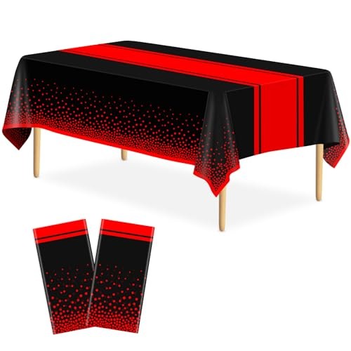 Tablecloth Party Decorations Plastic Black Tablecloth 2 Pack Black and Red