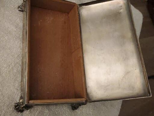 1897 Silver-Plated CIGAR/CIGARETTE BOX w/ Wood Lining (POOLE SILVER CO)last 24hr