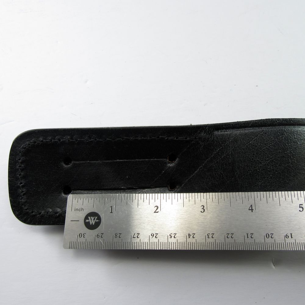 NEW Pocket Knife Sheath Black Genuine Leather Belt Case For 5" Folding Knife