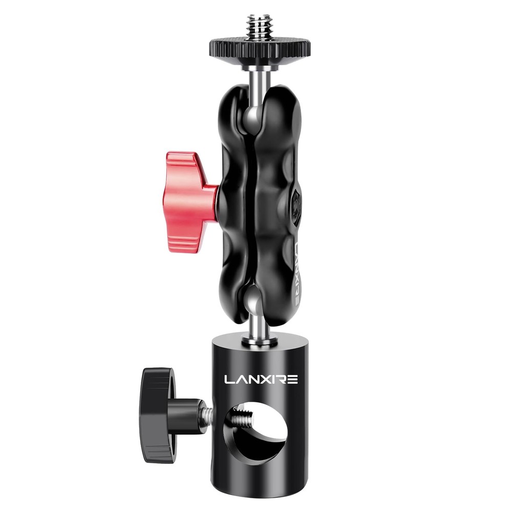 Light Stand Mount Adapter with Double Ball Head - Compatible with Camera Moni...