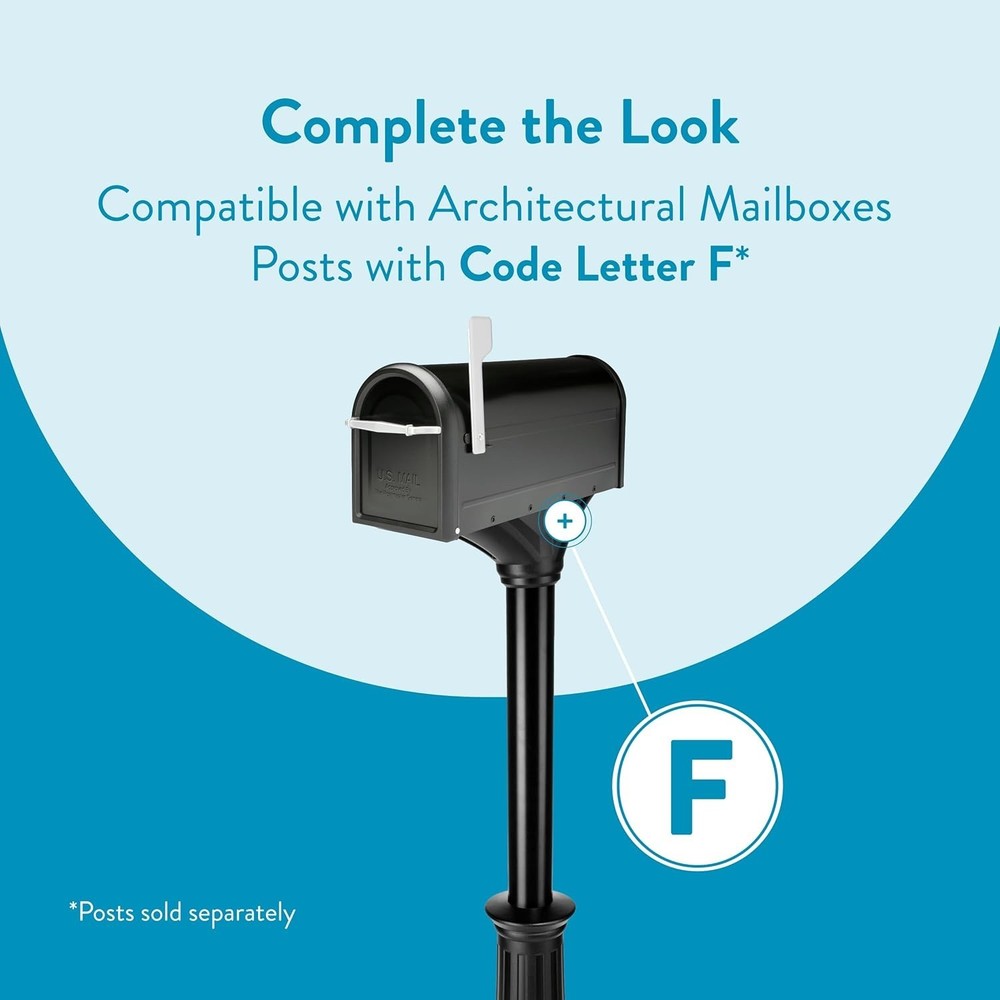 Architectural Mailbox Black Steel Post Mount Medium Capacity USPS Approved