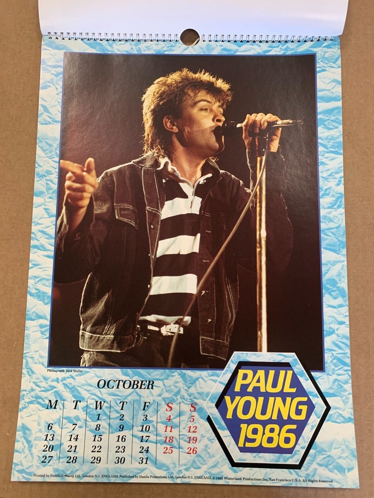PAUL YOUNG 1986 calendar