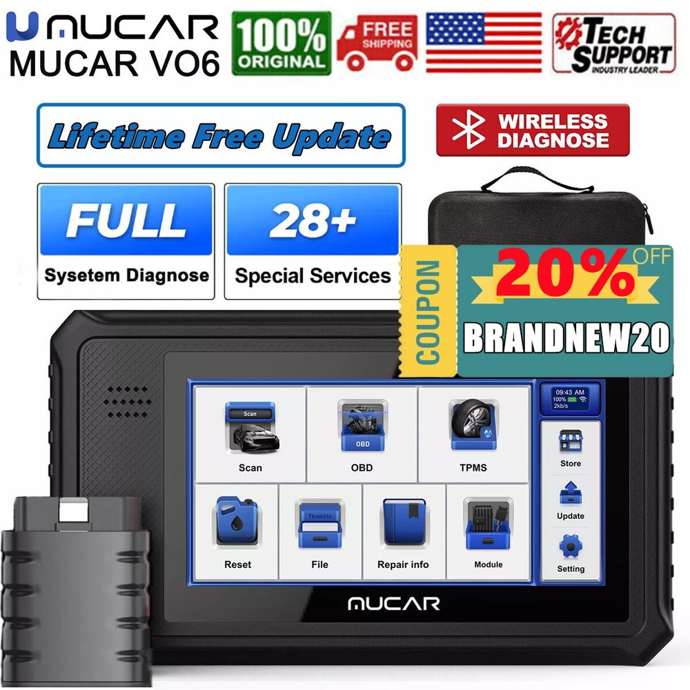 MUCAR OBD2 Scanner Diagnostic Tool All System IMMO Key Cod-ing Reader ABS TPM