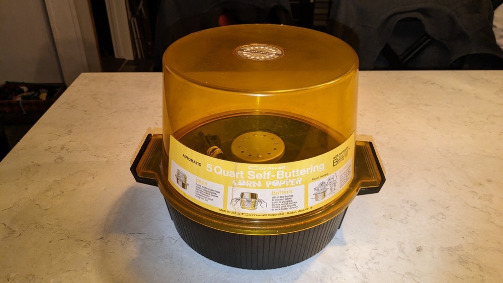 Vintage CORNWALL Buttercone Self Buttering Automatic Corn Popper Popcorn 5714