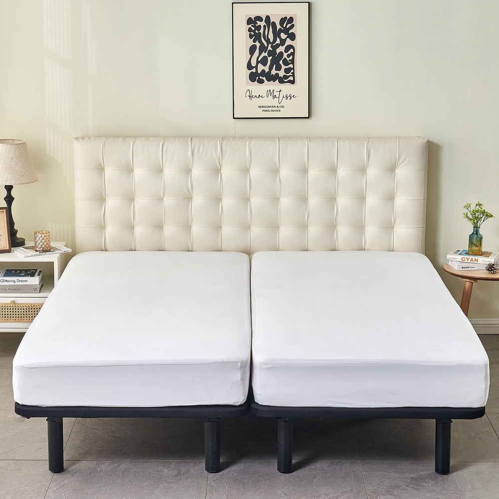 Waterproof Split King Mattress Protector for Adjustable Beds Soft Cooling Bam...