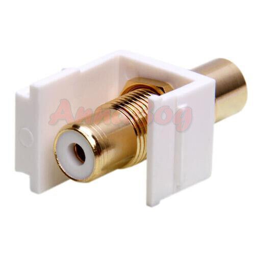 5PCS RCA Modular Keystone Jack White Center Audio Cable Coupler for Wall Plate