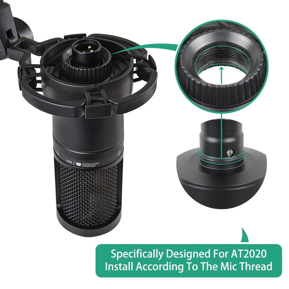 AT2020 Shock Mount with Pop Filter and Foam Windscreen, Noise Reduction Micro...