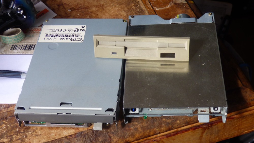 2 Vintage "3.5" Floppy Disk Drives - 2 drives one Bezel