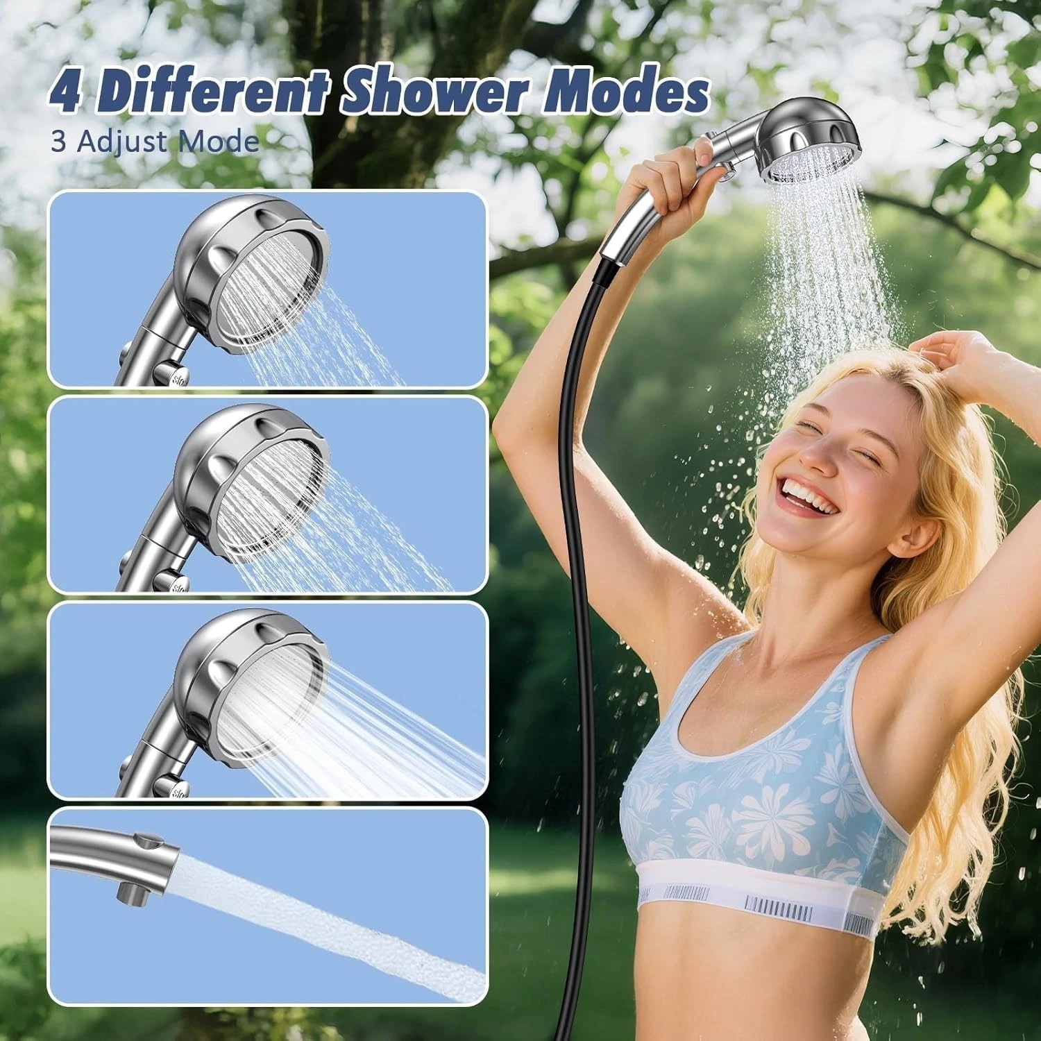 Camping Shower Pump Portable Rechargeable with Adjustable Shower Head Travel