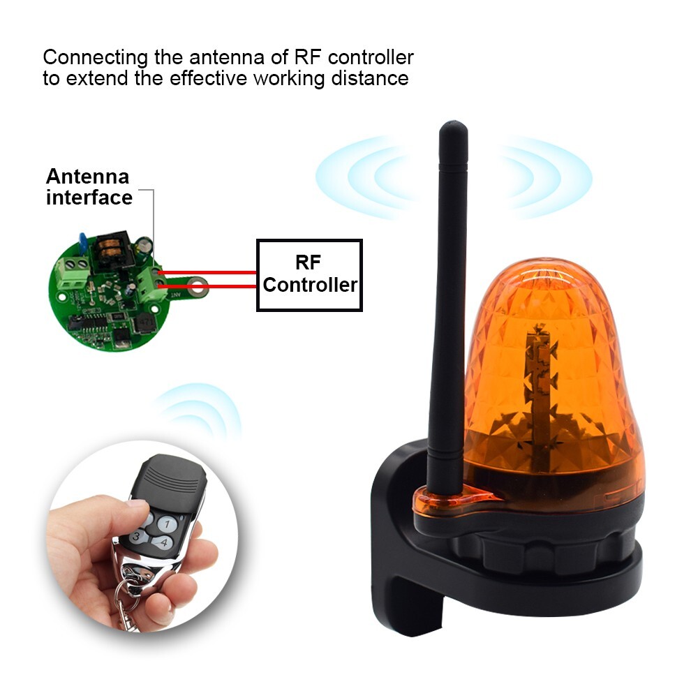 24V-265V AC DC Automatic Gate Opener Strobe Flash Lamp Alarm Wall Mount